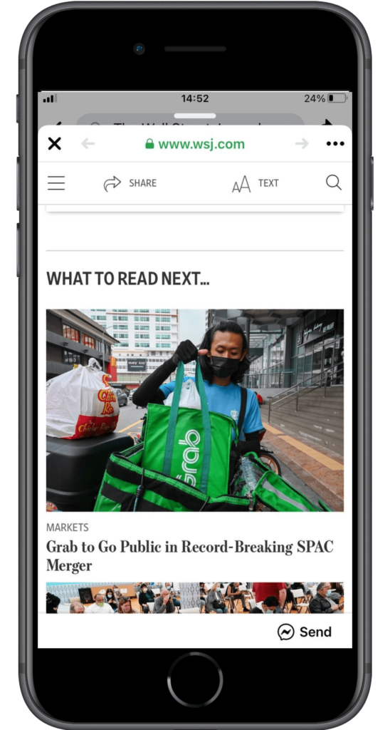 Suggestions in Facebook Instant Articles